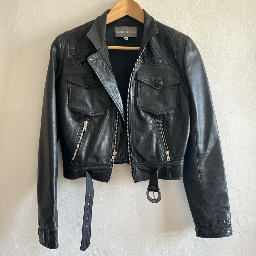 Designer Louis Verdad Black Leather Jacket
